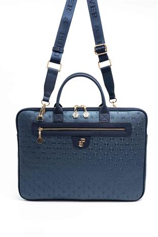 Silver & Polo SP1175 Kadın Laptop & Evrak Çantası Logolu Lacivert-Lacivert