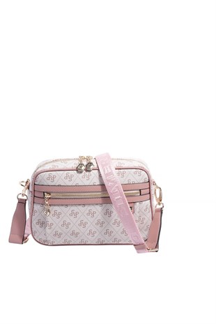 Silver & Polo SP1280 Kadın Çapraz Çanta Monogram Pembe-Somon