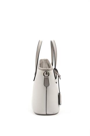 Silver & Polo SP1185 Kadın El Çantası Düz Beyaz-A.Gri