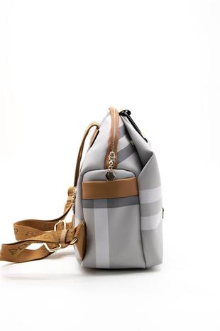 Silver & Polo SP771 Kadın Sırt Çantası Ekose A.Gri-A.Taba