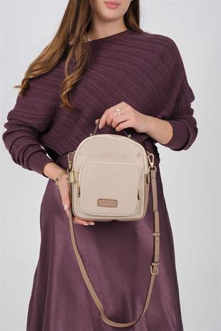 1220 Kadın Çapraz Çanta  Bej-Kum