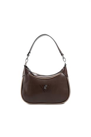 Silver & Polo Kahve - Vizon SP1180 Kadın Omuz Çantası