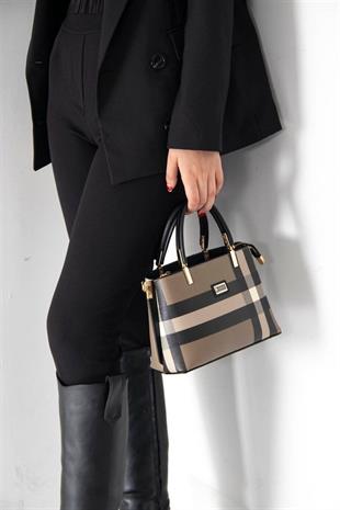 Silver & Polo SP987 Kadın El Çantası Ekose Kahve-Siyah