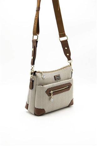 Silver & Polo SP1110 Kadın Çapraz Çanta Hasır Bej-Taba