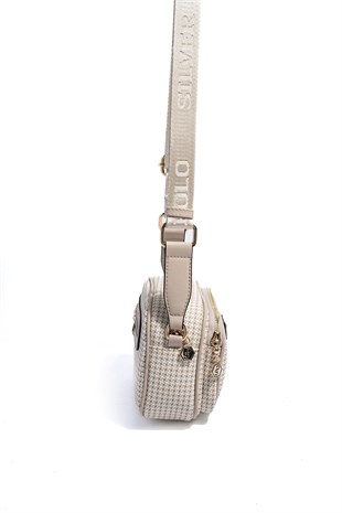 Silver & Polo SP1111 Kadın Çapraz Çanta King Desen Kum-Kum Beji