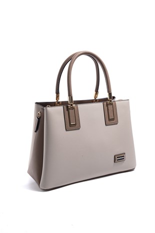 Silver & Polo SP1000 Kadın El Çantası Düz Bej-Latte