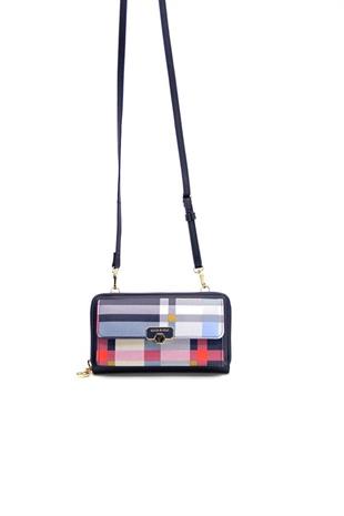 Silver & Polo SP921 Kadın Telefon Çantası Ekose Lacivert