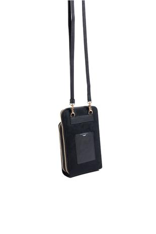 Silver & Polo SP1011 Kadın Telefon Çantası Süet Siyah-Siyah