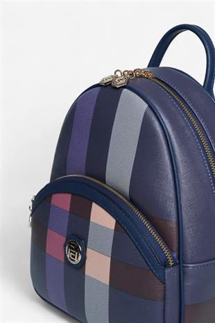 Silver & Polo SP945 Kadın Sırt Çantası Ekose Lacivert