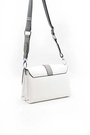 Silver & Polo SP1009 Kadın Çapraz Çanta Düz Beyaz-A.Gri