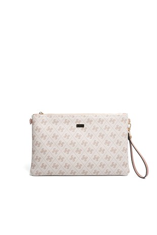 Silver & Polo SP1034 Kadın Portföy & Clutch Monogram Pembe-Somon