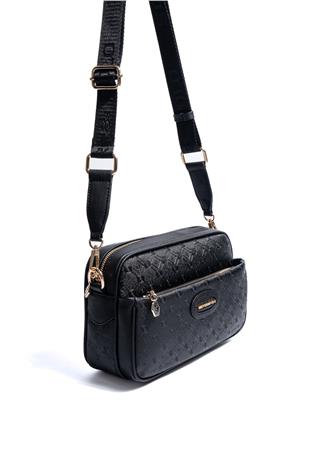 Silver & Polo SP1267 Kadın Çapraz Çanta Logolu Siyah-Siyah