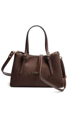 Silver & Polo SP1252 Kadın El Çantası Süet Kahve-Kahve