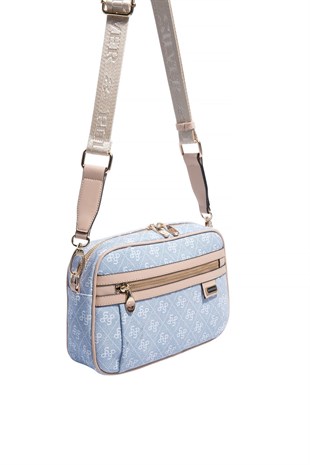 Silver & Polo SP1280 Kadın Çapraz Çanta Monogram Mavi-Ten