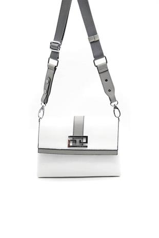 Silver & Polo SP1009 Kadın Çapraz Çanta Düz Beyaz-A.Gri
