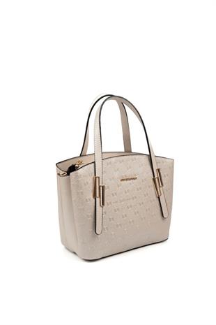Silver & Polo SP1021 Kadın El Çantası Logolu Bej-S.Bej