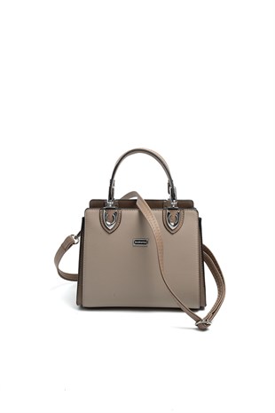 Silver & Polo SP1133 Kadın El Çantası Düz Koyu Bej-Latte