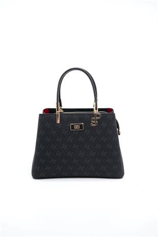 Silver & Polo SP1098 Kadın El Çantası Monogram Siyah