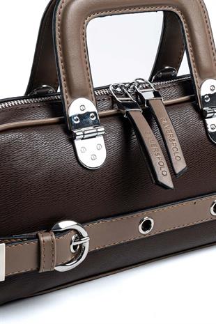 Silver & Polo Kahve - Vizon SP1258 Kadın El Çantası