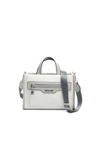 Silver & Polo SP1271 Kadın El Çantası Petek Beyaz-A.Gri