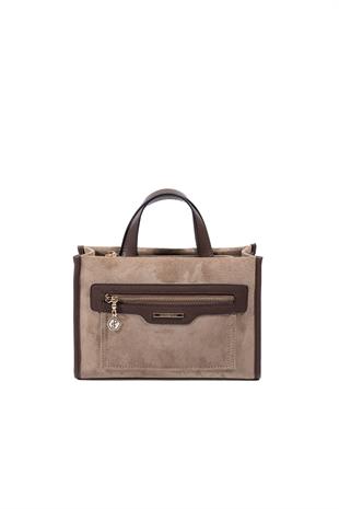 Silver & Polo SP1271 Kadın El Çantası Süet Vizon-Kahve