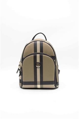 Silver & Polo SP1062 Kadın Sırt Çantası Ekose Kahve-Siyah