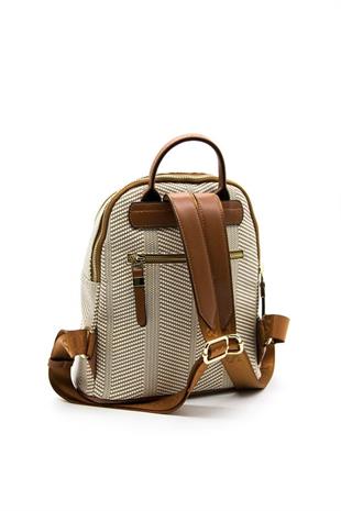 Silver & Polo SP901 Kadın Sırt Çantası Hasır Bej-Taba