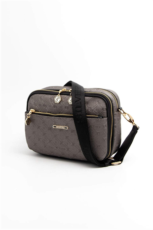 Silver & Polo SP1162 Kadın Çapraz Çanta Logolu Platin-Siyah