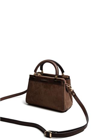 Silver & Polo SP1193 Kadın El Çantası Süet Kahve-Kahve