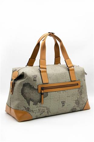 Silver & Polo SP873 Kadın Seyahat Çantası Harita Haki-Camel