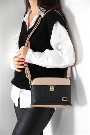 Silver & Polo SP623 Kadın Çapraz Çanta Logolu Siyah-S.Nut