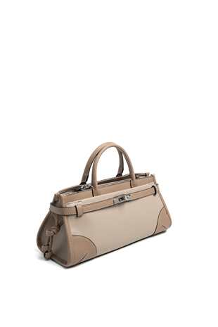 Silver & Polo SP1260 Kadın El Çantası Düz Koyu Bej-Latte