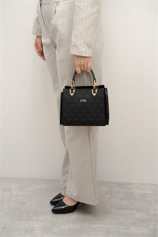 Silver & Polo SP1133 Kadın El Çantası Monogram Siyah-Siyah