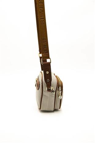 Silver & Polo SP1111 Kadın Çapraz Çanta Hasır Bej-Taba