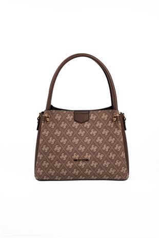 Silver & Polo SP1254 Kadın El Çantası Monogram Kahve-Kahve