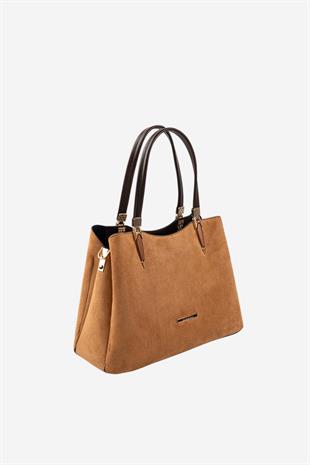 Silver & Polo SP1205 Kadın El Çantası Süet Taba-Kahve