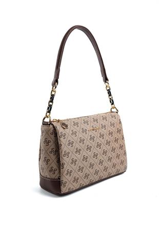 Silver & Polo SP910 Kadın Çapraz Çanta Monogram Koyubej-Kahve