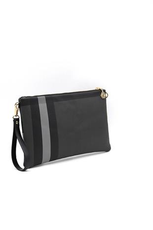 Silver Polo Siyah - Siyah Ekose Kadın Portföy ve Clutch El Çantası SP1034