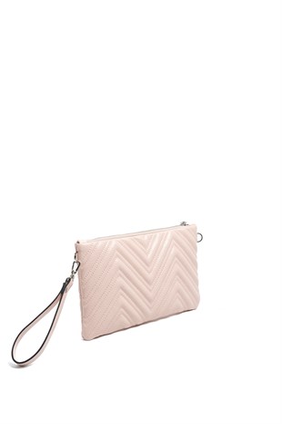 Silver & Polo SP1250 Kadın Portföy & Clutch Crash Pudra-Pudra