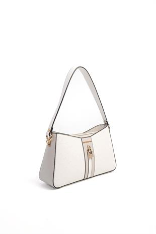 Silver & Polo SP1102 Kadın Omuz Çantası Logolu Beyaz-A.Gri-Beyaz