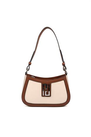 Silver & Polo SP1132 Kadın Çapraz Çanta Düz Bej-Taba