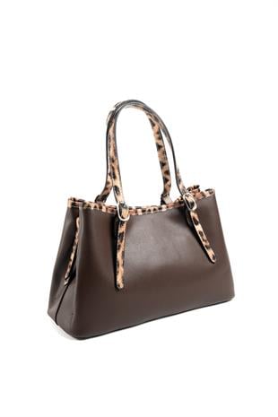 Silver & Polo Kahve - Vizon - Leopar SP1252 Kadın El Çantası