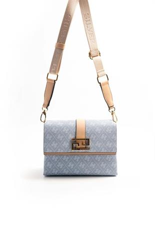 Silver & Polo SP1009 Kadın Çapraz Çanta Monogram Mavi-Ten