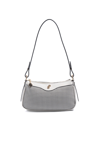 Silver & Polo SP1274 Kadın Çapraz Çanta King Desen Siyah-Kemik