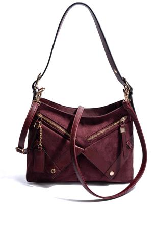 Silver & Polo SP1268 Kadın Omuz Çantası Süet Bordo-Bordo