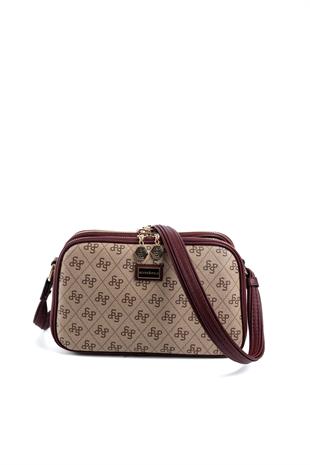 Silver & Polo Koyu Bej - Bordo SP899 Kadın Çapraz Çanta