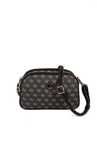 Silver & Polo SP745 Kadın Çapraz Çanta Monogram Füme-Siyah