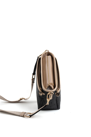 Silver & Polo SP1184 Kadın Çapraz Çanta Logolu Siyah-S.Nut