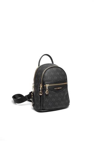 Silver & Polo SP983 Kadın Sırt Çantası Monogram Siyah-Siyah