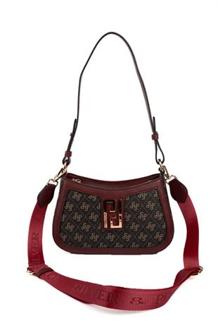 Silver & Polo SP1132 Kadın Çapraz Çanta Monogram Kahve Sarı-Bordo